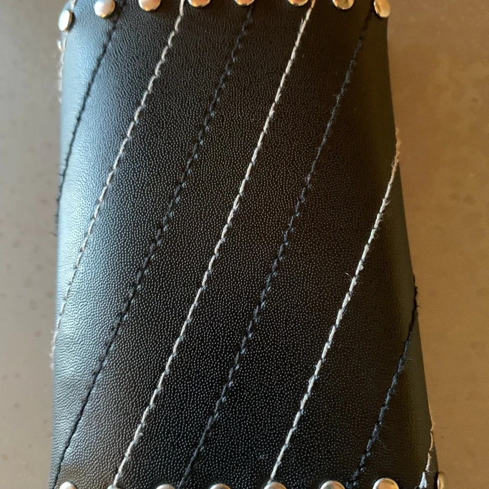 Vintage, leather BIKER wallet, STUDDED, needs chain, EAGLE on front Snap close.
